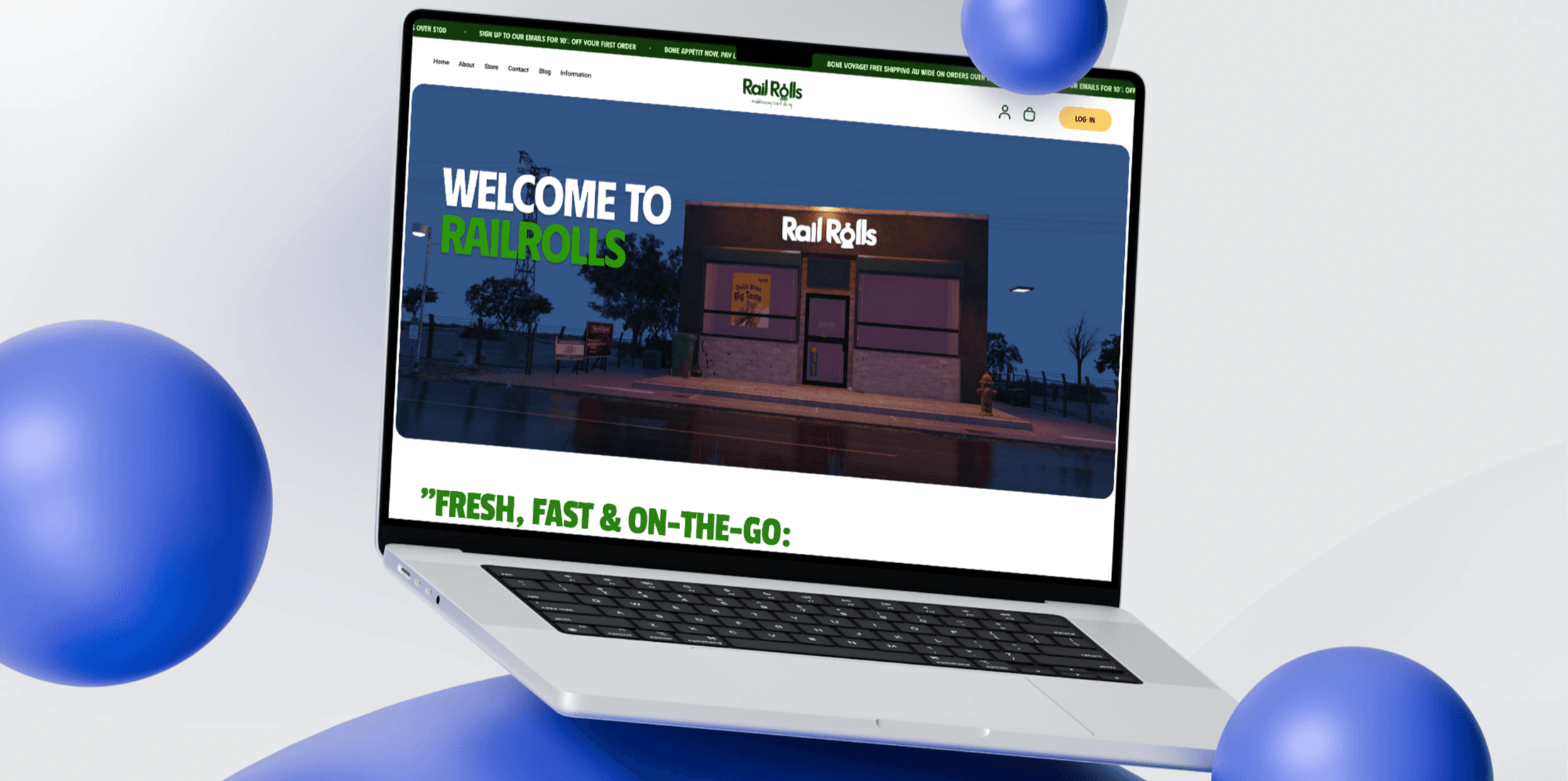 Rail Rolls Website on Laptop